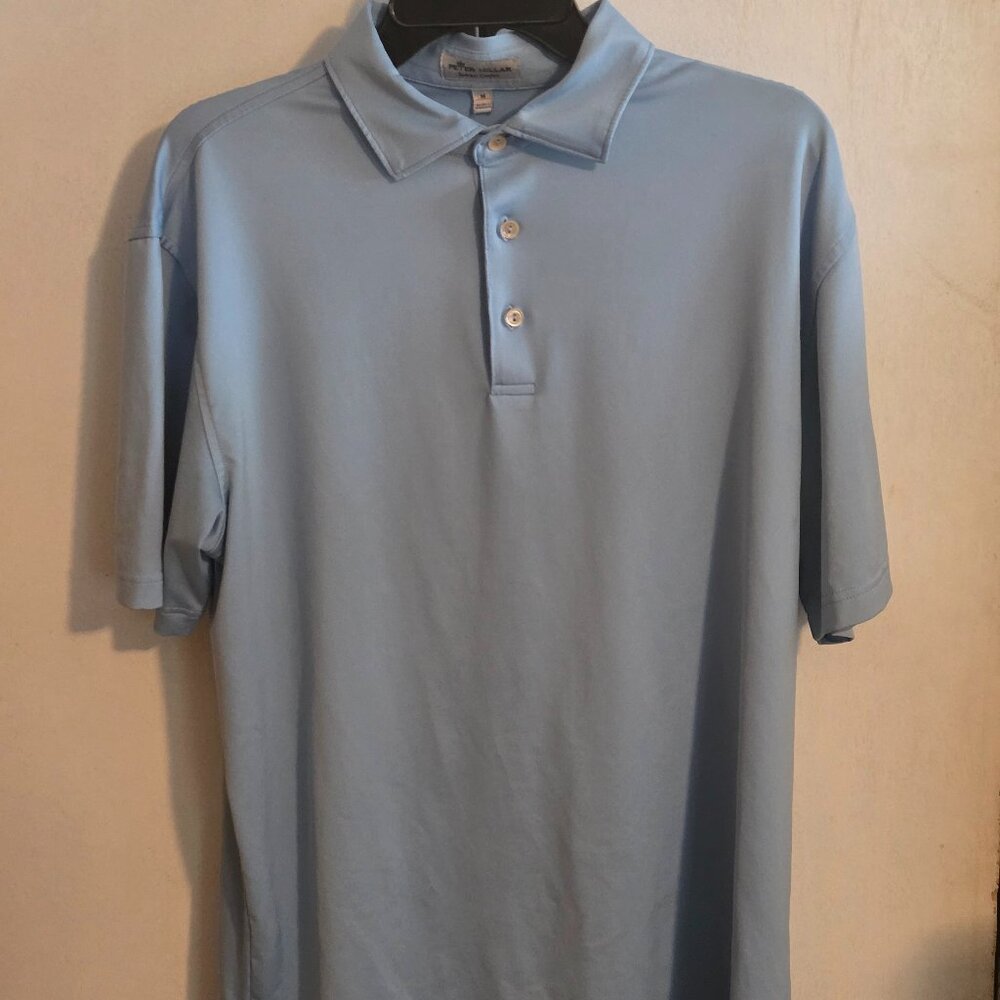 Peter Millar Golf Polo M Maya Blue Summer Comfort Performance Grandover Logo